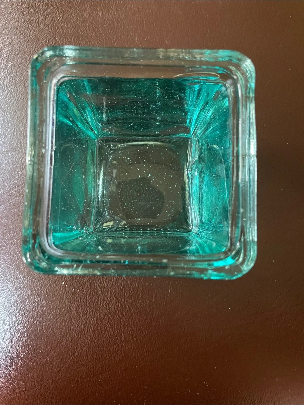 Square Teal Glass Votive Candle Holder